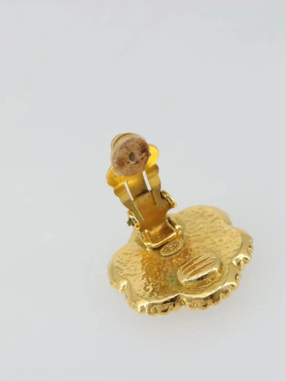 CHANEL Earring Metal Gold Tone CC Auth BA13636M